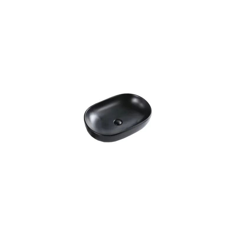 Керамическая накладная раковина BelBagno овальная, чёрная матовая BB1084-H301