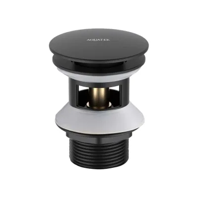 Сливной набор для раковины AQUATEK Push-open с переливом, крышка круглая, матовый черный AQ6002MB 00000135503
