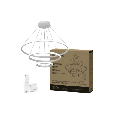 Светильник светодиодный IN HOME ESTETIKA RING-140RC-3WH 140Вт 230В 3000-6500K 600/400/200 1.2м трос пульт ДУ белый 4690612062464