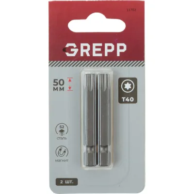 Набор бит GREPP T40x50 мм, сталь S2, (2шт) 11702