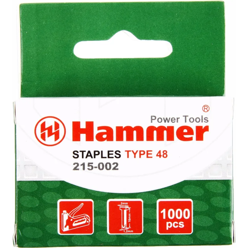 Гвозди Flex 215-002 (1000 шт; 16х1.2 мм; T-образные; тип 48) для степлера HAMMER 34944