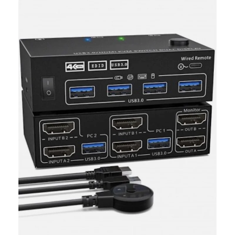 KVM переключатель KS-is dual HDMI, USB x2 KS-705D