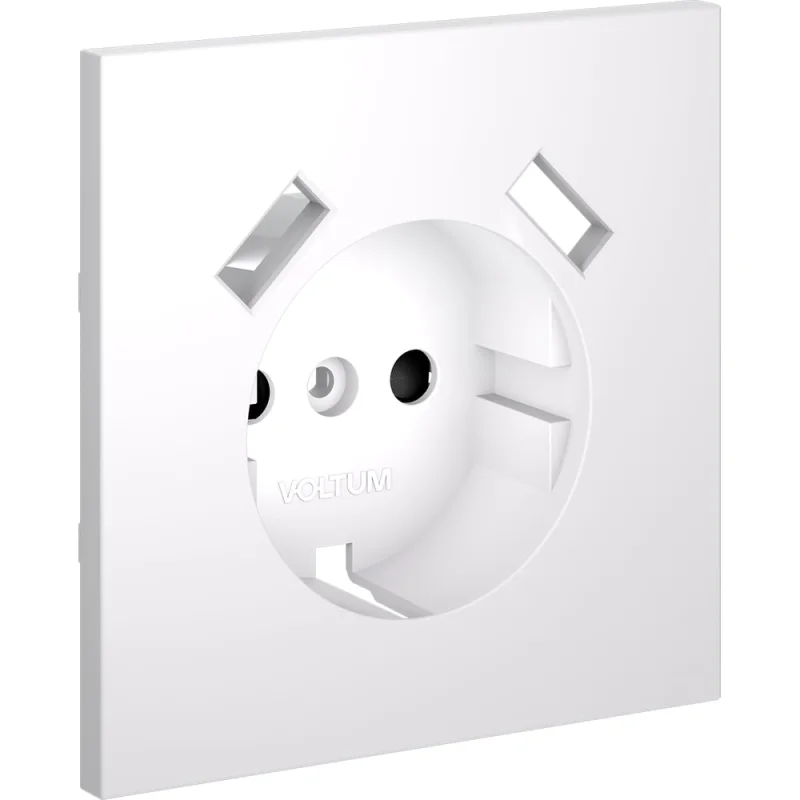 Накладка Voltum S70 для розетки с заземлением и защитными шторками, с USB A+A, белый матовый VLS000902