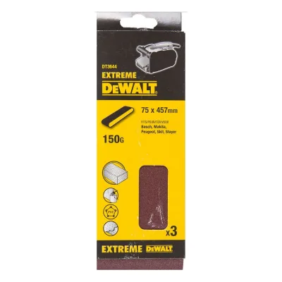 Шлифлента для дерева, краски (3 шт; 75х457 мм; К150) DEWALT DT 3644