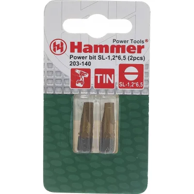 Бита Flex 203-140 PB (2 шт; SL 1.2х6.5; 25 мм; TIN) HAMMER 30732