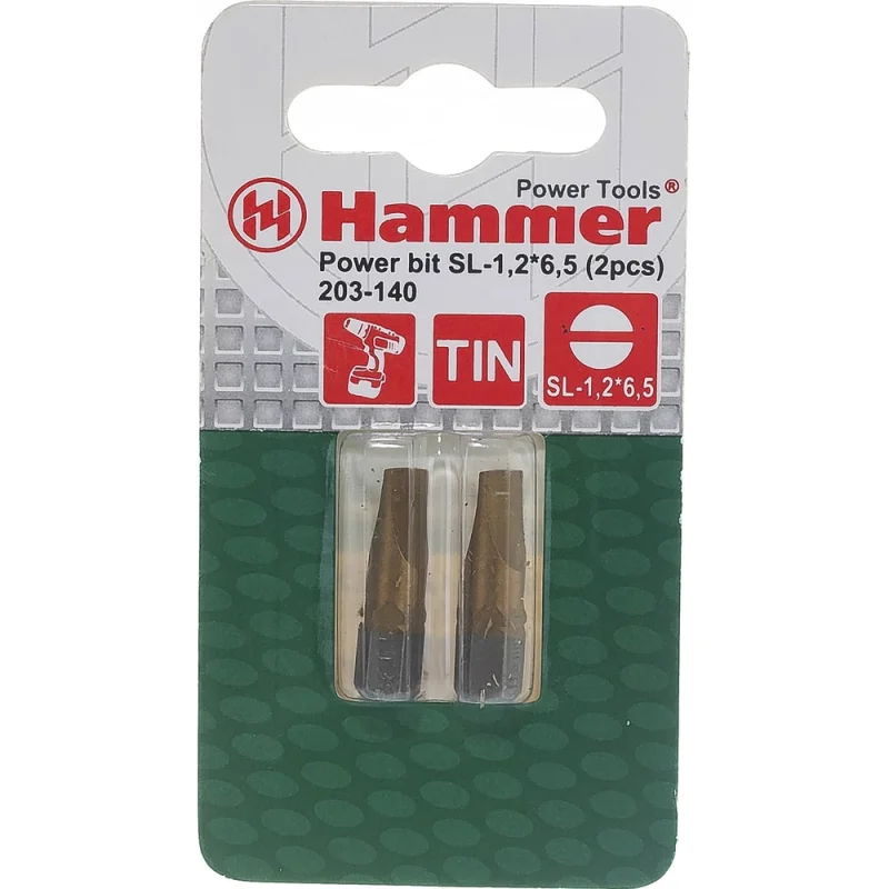 Бита Flex 203-140 PB (2 шт; SL 1.2х6.5; 25 мм; TIN) HAMMER 30732