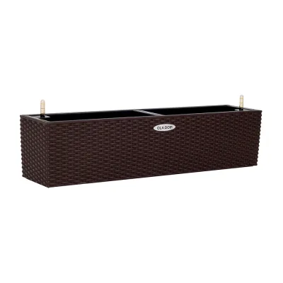 Кашпо декоративное Элластик-Пласт Rattan 790х190х190 мм с автополивом 12 л коричневое