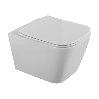 Унитаз подвесной безободковый BelBagno DUE 2.0 с сиденьем дюропласт soft close BB7107CHR/SC