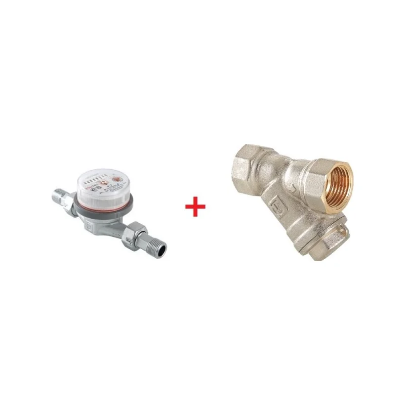 Комплект Valtec _1 VI7 Водосчетчик унив., квартирный, до +90 С, 1,5м3, 1/2", 110 мм VLF-15U + Фильтр косой 1/2 VT.192.N.04 VT.VI7.K1.VLF.192