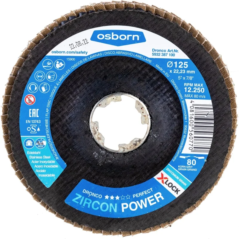 Диск абразивный лепестковый Zircon Power X-Lock K80 125 мм DRONCO 5932387100