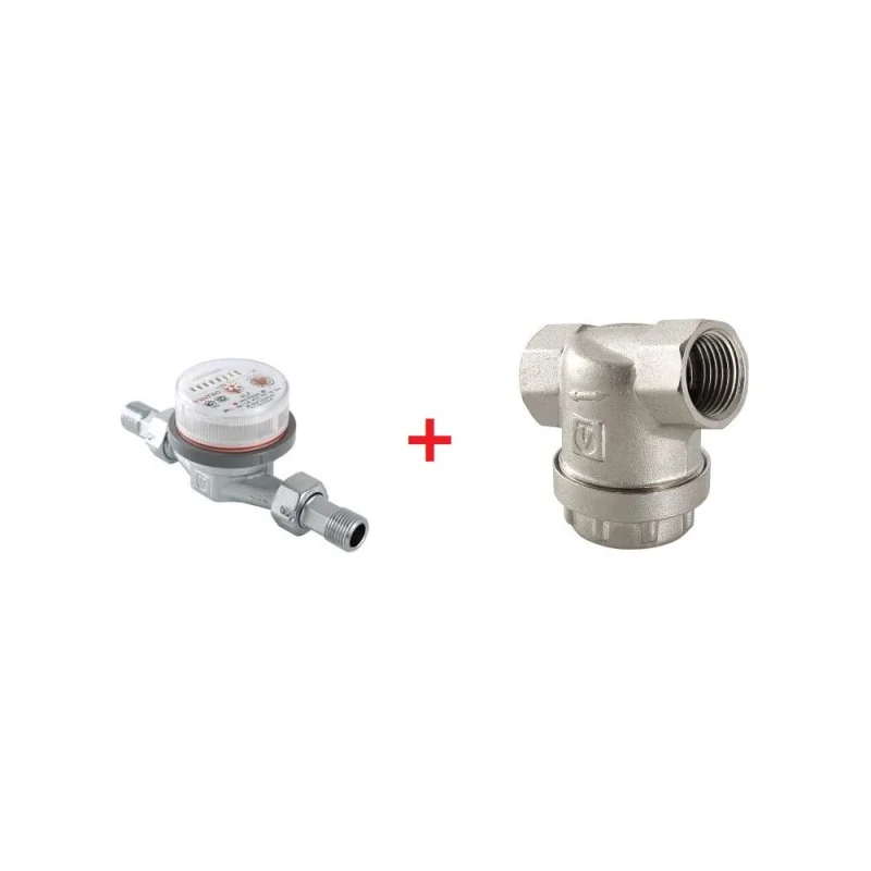 Комплект Valtec _2 VI7 Водосчетчик унив., квартирный, до +90 С, 1,5м3, 1/2", 110 мм VLF-15U + Фильтр универсальный вн.-вн. 1/2 VT.386.N.04 VT.VI7.K2.VLF.386