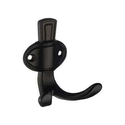 Двухрожковый мебельный крючок Kerron матовый черный KR-0311-BL