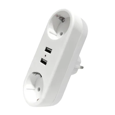 Разветвитель 2 розетки Domtok 16 А 250 В 3,5 кВт IP20 2хUSB белый (2732)