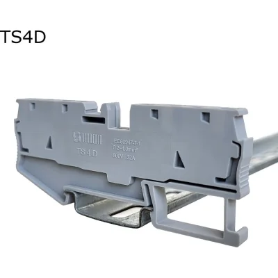 Клемма пружинная проходная Провенто 4 контакта 4 мм2, серая, 24 шт TS4D
