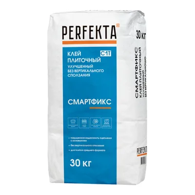 Клей для плитки и керамогранита Perfekta Смартфикс без вертикального сползания серый класс C1 T 30 кг