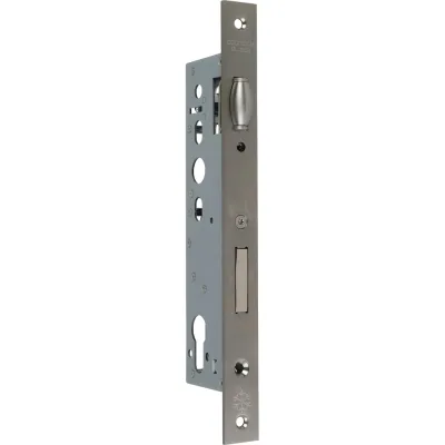 Корпус замка с роликом Doorlock DL302 35/22/8 SSS нержавеющая сталь для профильных дверей, фронтальная планка 22х245мм, запорная планка 75371