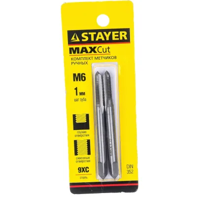 Комплект метчиков MASTER сталь 9ХС М6х1 0 2 шт. Stayer 28025-06-1.0-H2
