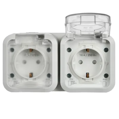 Розетка Tors TS322 накладная белая с крышкой (TS-R26-16-55-G-K01)