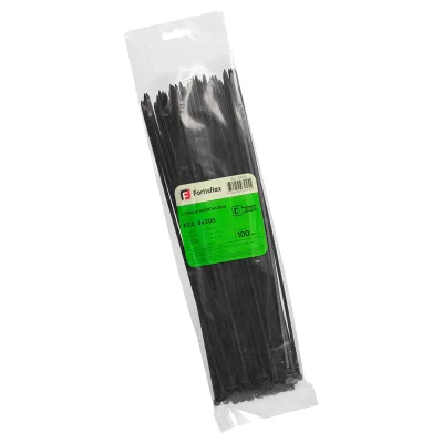 Нейлоновые стяжки FORTISFLEX КСС 4х300 мм черный 100 штук 49413
