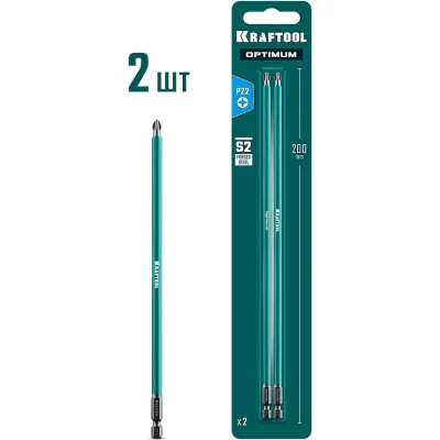 Бита KRAFTOOL Optimum PZ 2, 200 мм, 2 шт 26124-2-200-2