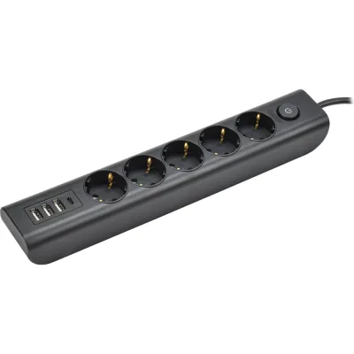Удлинитель IEK Modern у05в с/з 2м 3x1мм2 16а/250в usbх4 чер. WYP12-16-05-02-ZKU-K02