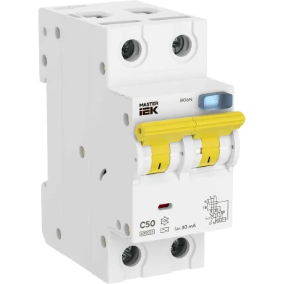 АВДТ IEK MASTER B06N 1P+NP C50 30мА тип AC MI-B06N-1N-C50C030