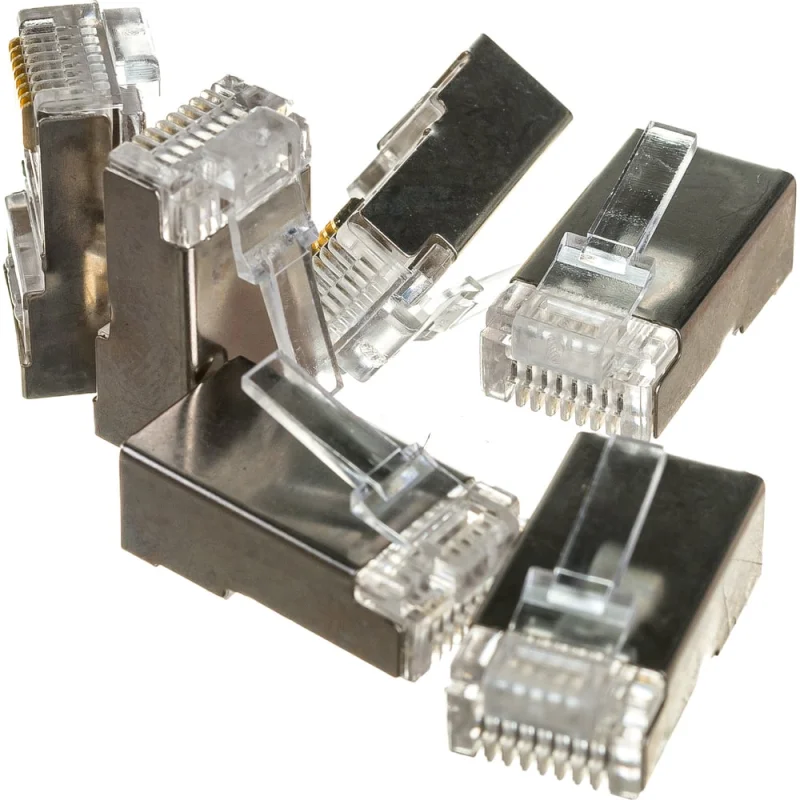 Вилка Cablexpert RJ-45 8P8C универсальная кат.5e экранирован контакты 30 мкр 100 шт. PLUG5SP