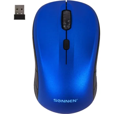 Мышь беспроводная SONNEN V111, USB, 800/1200/1600 dpi, 4 кнопки, оптическая, синяя 513519