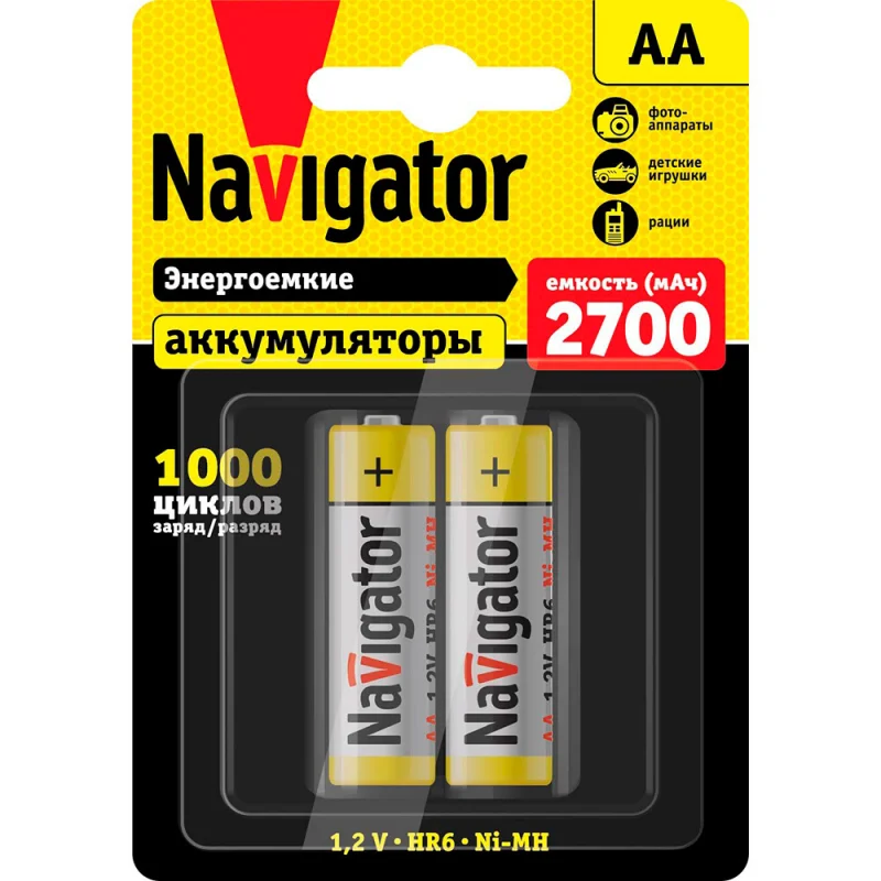 Аккумулятор Navigator AAA мизинчиковый LR03 1,2 В 1000 мАч (2 шт.)