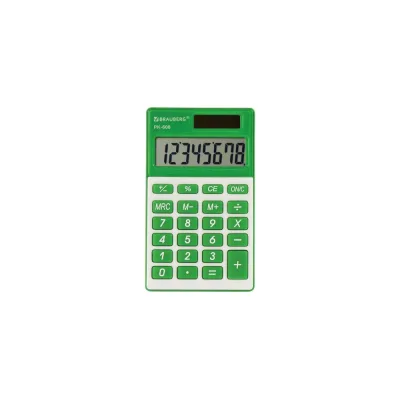 Карманный калькулятор BRAUBERG PK-608-GN 107x64 мм, 8 разрядов, двойное питание, зеленый 250520