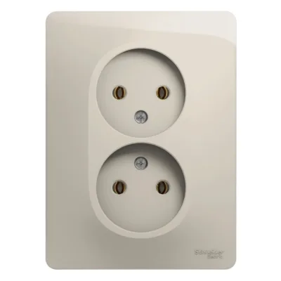 Розетка двойная Systeme Electric Glossa встраиваемая молочная с заземлением (GSL000924)