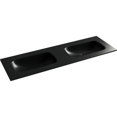 Раковина накладная мебельная Ceramicanova Grace прямоугольная 1410x457x137 с двумя чашами без отверстий под смеситель цвет черный матовый CN7022MBwx