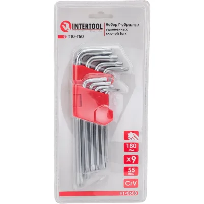 Набор Г-образных ключей INTERTOOL TORX 9 шт, Т10-Т50, Cr-V HT-0608