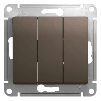 Выключатель Systeme Electric Glossa трехклавишный встраиваемый шоколад (GSL000831)