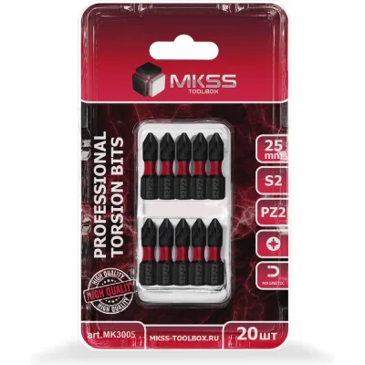 Бита торсионная магнитная MKSS Toolbox РZ2, 25мм (20 шт) MK3005