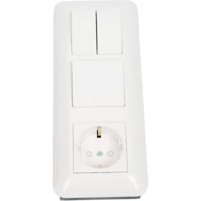 Блок Systeme Electric СП Blanca / Прима (розетка с заземлением + 1 клавишный + 2-клавишный выключатель) белый SE BK2VR-008A-BI