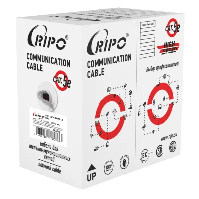 Интернет-кабель (витая пара) UTP CAT5e 4х2х0,51 мм PVC Ripo Standart серый (305 м)