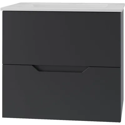 Тумба подвесная ORANGE Лайн 60 черная с раковиной. Li-60Tub+Ra