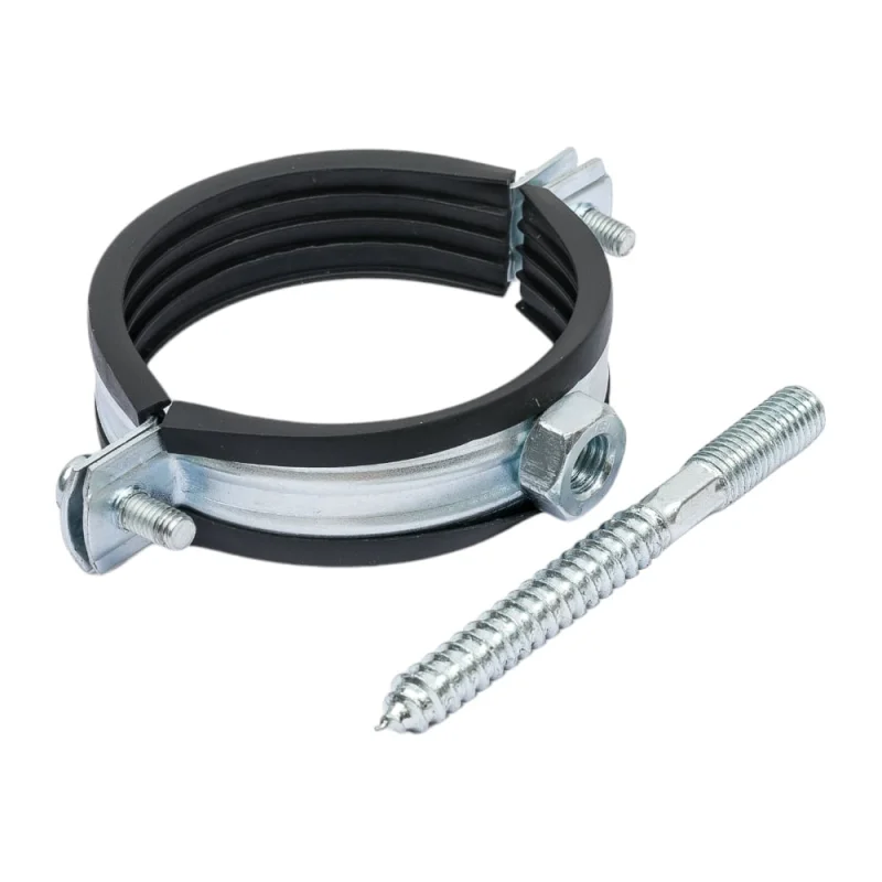 Оцинкованный хомут с резиновым уплотнителем MasterProf 2.1/2", M10, с шурупом и дюбелем ИС.140023