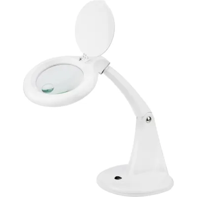 Малая настольная лупа REXANT 3Х +доп.12Х с подсветкой 60 LED, белая 31-0243
