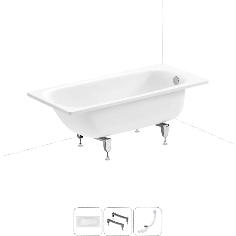 Стальная ванна 150х70 см с шумоизоляцией Sanitana BLB Universal 20220685R в наборе 3 в 1 20220685R