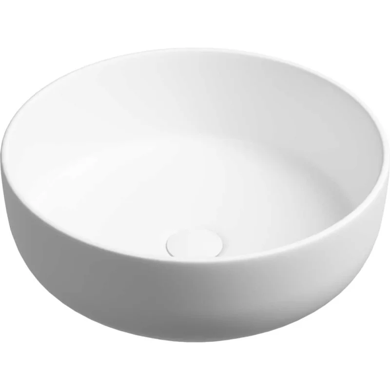 Раковина накладная круглая Ceramicanova Taycan диаметр 375 мм, высота 140 мм, белая матовая CN12003MW
