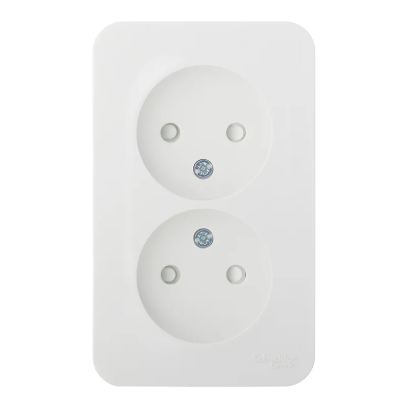 Розетка двойная Systeme Electric Blanca накладная белая без заземления со шторками (BLNRA001211)