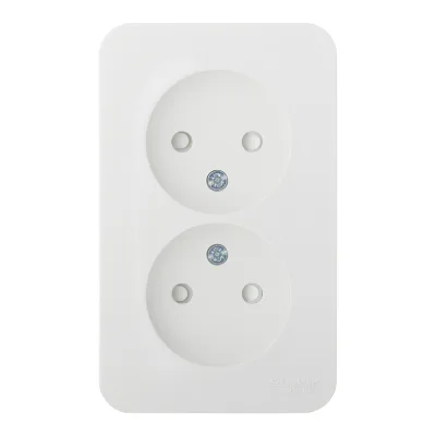 Розетка двойная Systeme Electric Blanca накладная белая без заземления со шторками (BLNRA001211)