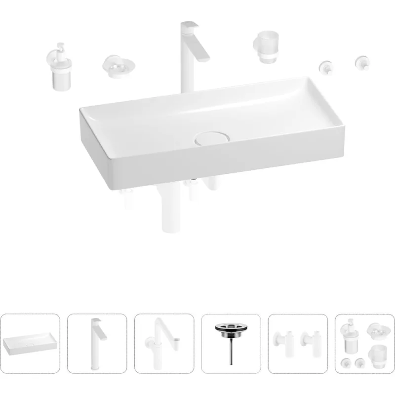 Раковина для ванной Wellsee Pure BY Wellsee в наборе 9 в 1 201006535