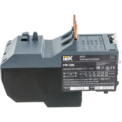 Тепловое реле IEK РТИ, 1308, 2.5-4А, ИЭК DRT10-D025-0004