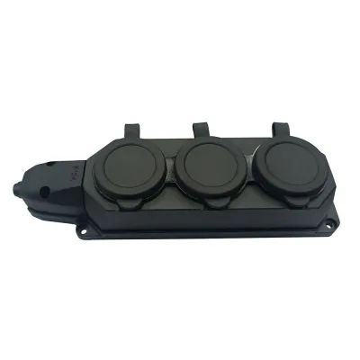 Колодка 3 розетки Svet с заземлением 16 А 230 В IP54 с крышкой черная (0222-00101)
