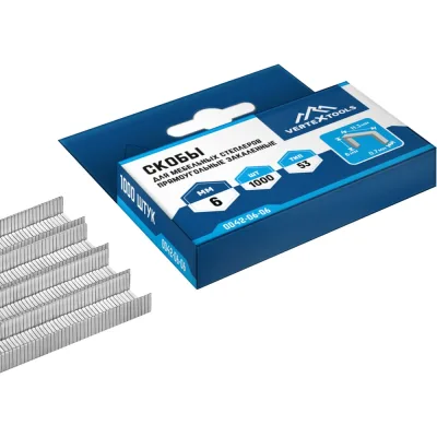 Скобы для мебельных степлеров vertextools 6 мм 0042-06-06