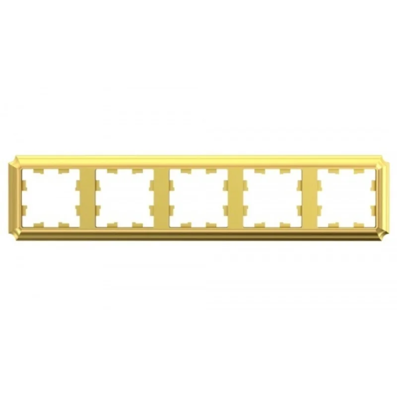 Рамка Systeme Electric AtlasDesign Antique пятиместная золото (ATN101605)