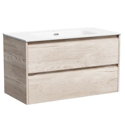 Подвесная тумба Sancos Libra 890x450x500, c двумя ящиками оснащенными доводчиками, дуб галифакс натуральный, арт. LB90EG